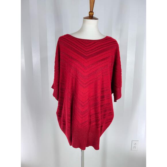 LINDA MATTHEWS Women’s Sparkling Red Lightweight Sweater Sz 1X - Picture 1 of 8